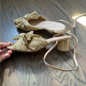 Loeffler Randall Metallic Gold Knotted Sandals